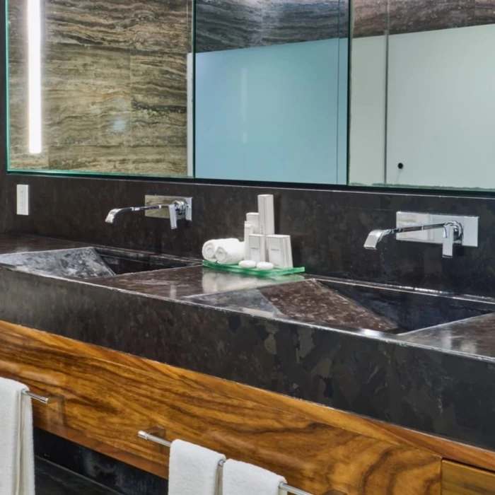 washroom of suite at Devossion by Live Aqua Playa del Carmen