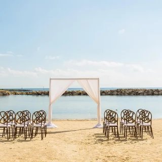 Wedding decor on the beach at Dreams Aventuras
