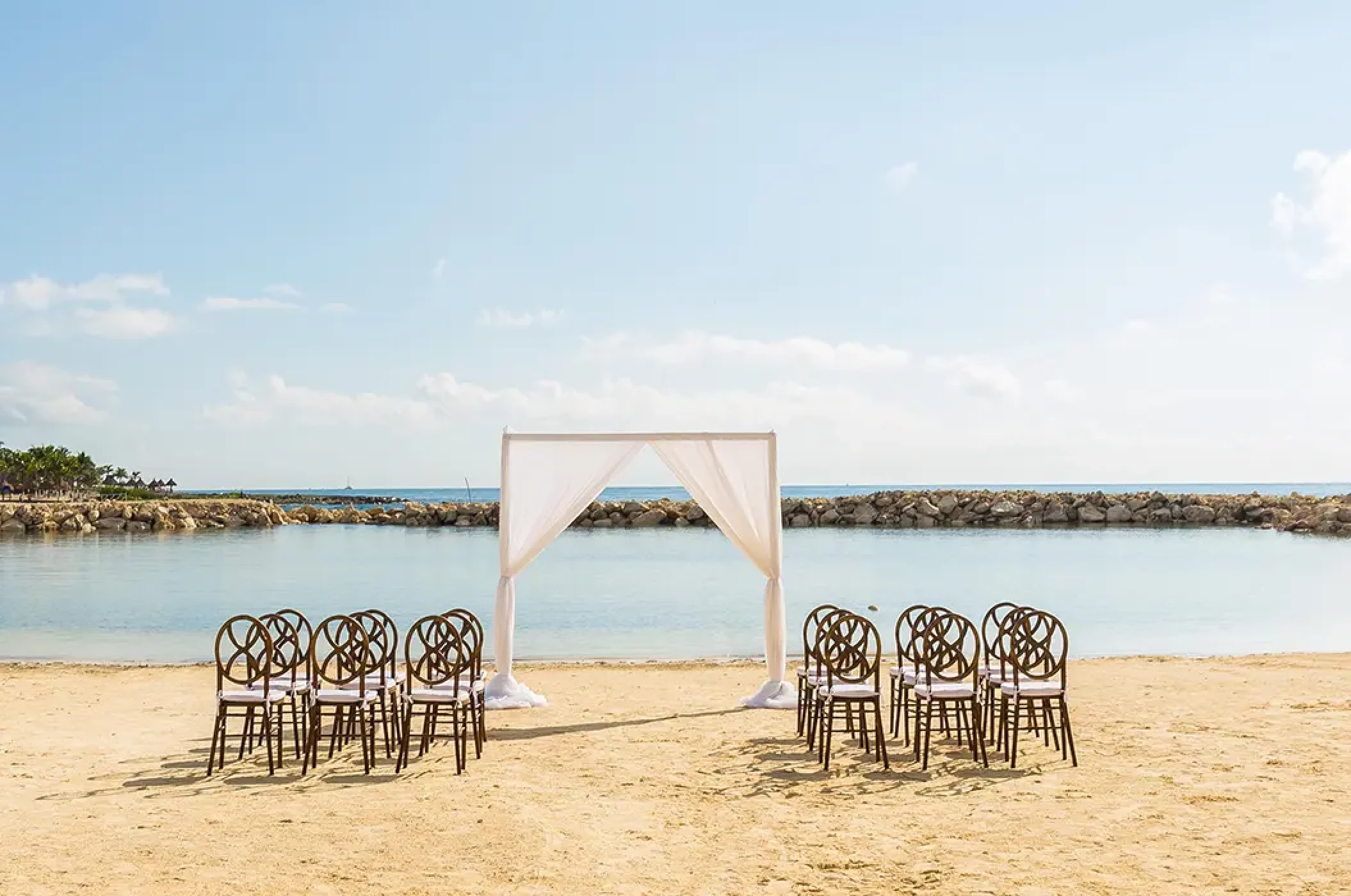 Wedding decor on the beach at Dreams Aventuras