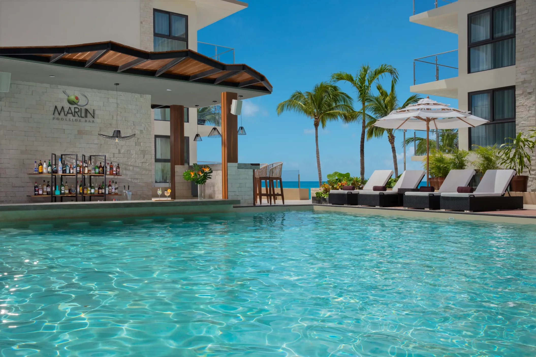 marlin pool bar at Dreams Cozumel Resort.