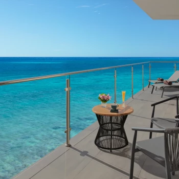 MAster suite ocean view balcony at Dreams Cozumel Resort.