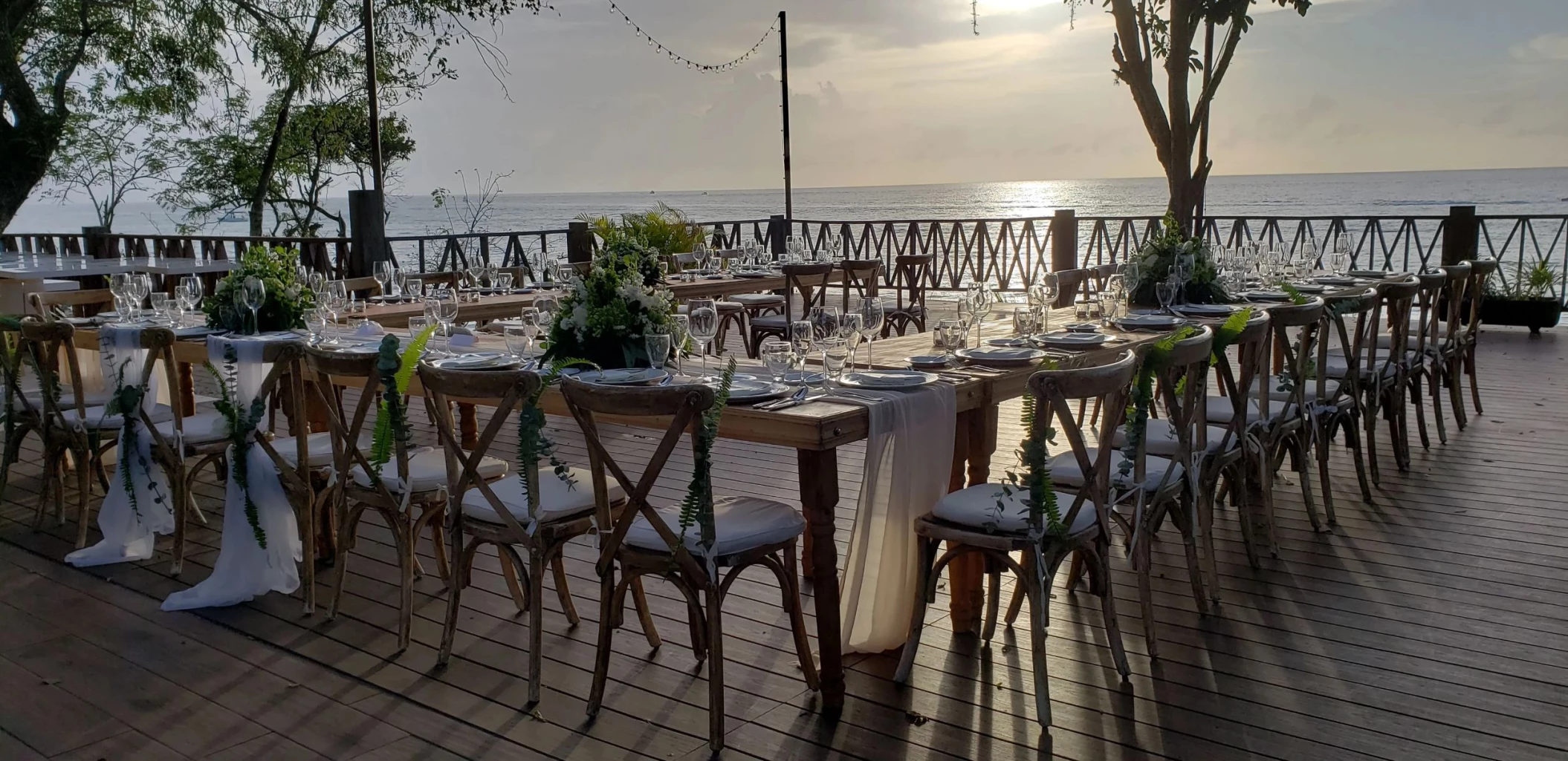 reception setup at the terrace venue at dreams cozumel cape resort