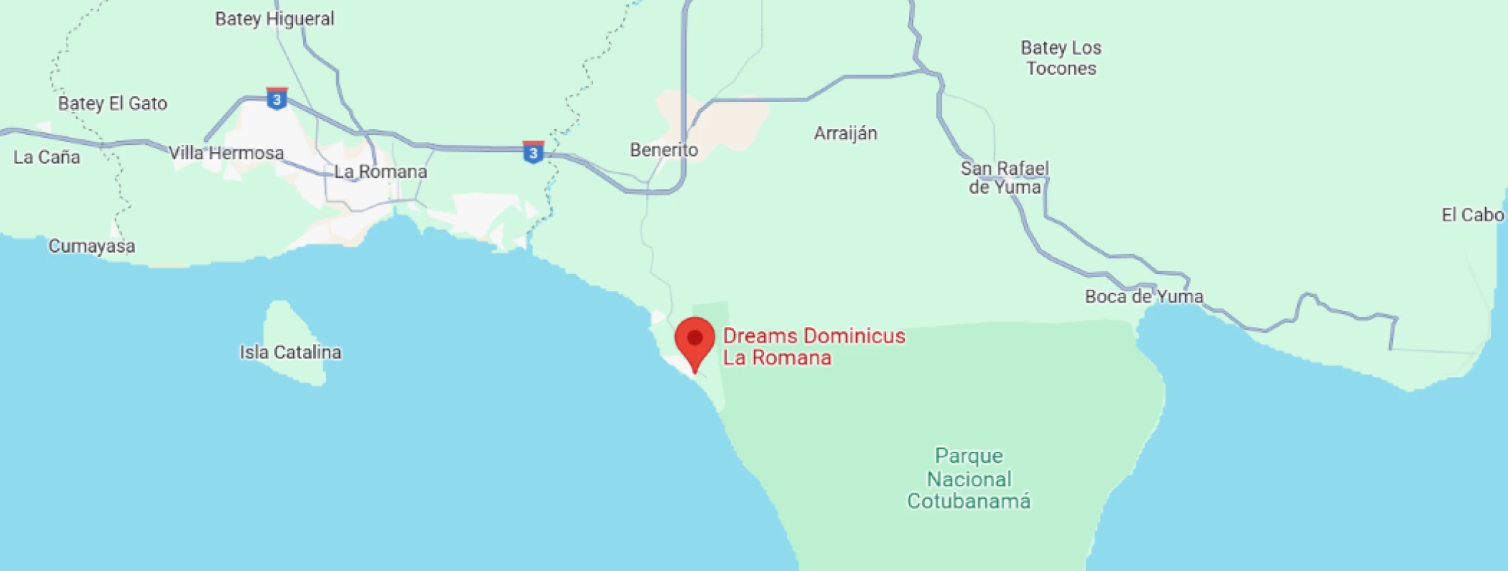 map showing location of Dreams Dominicus La Romana in the Dominican Republic