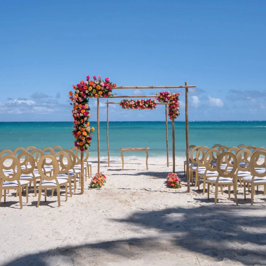 beach venue ceremony setup at Dreams Flora Resort & Spa