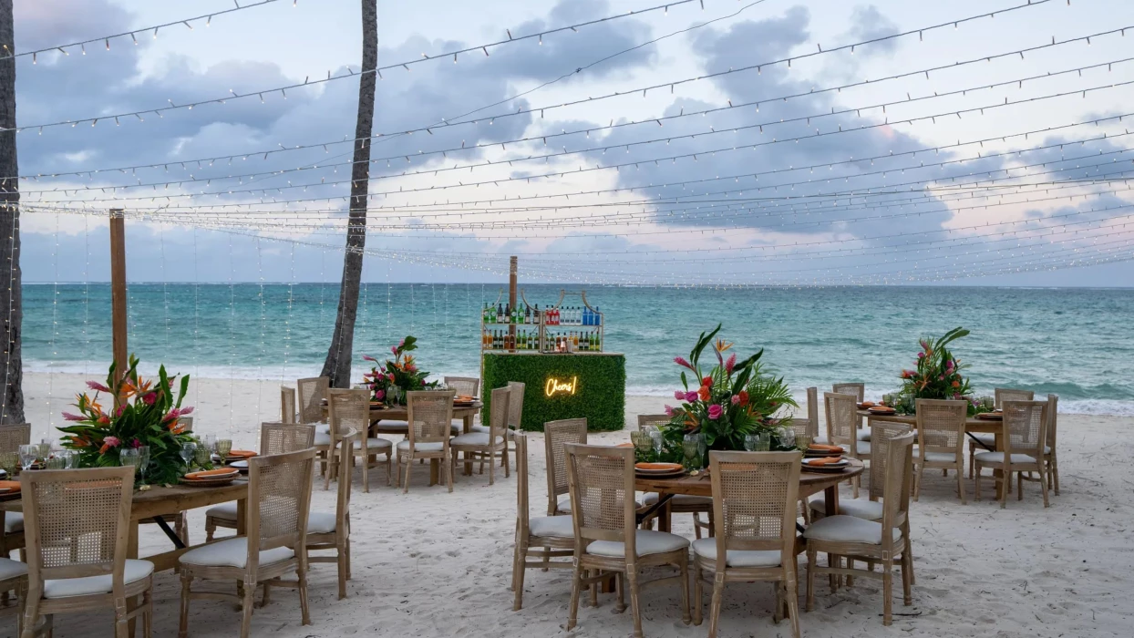 beach venue reception and cocktails at Dreams Flora Resort & Spa