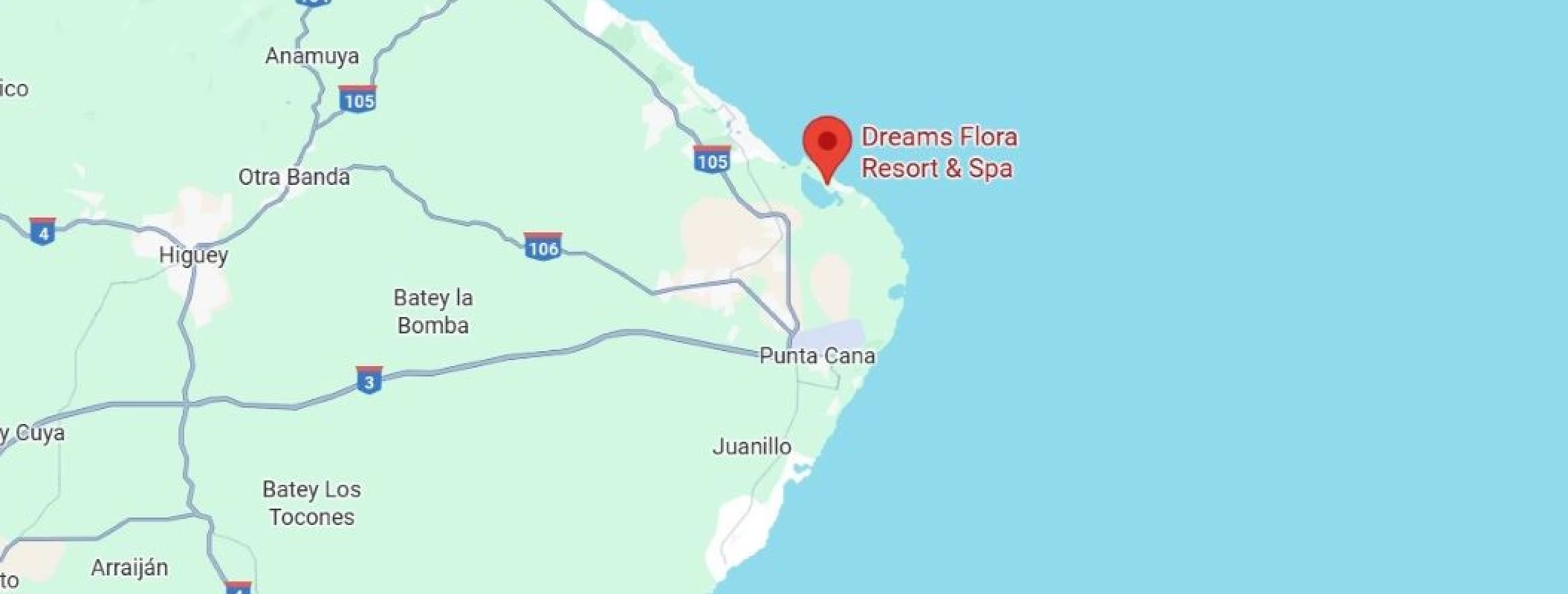 map showing location of Dreams Flora Resort & Spa in Dominican Republic