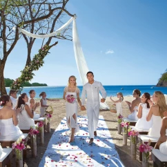 bride groom and guests at Dreams Las Mareas