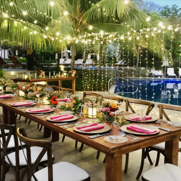 tropical pool deck venue at Dreams Las Mareas