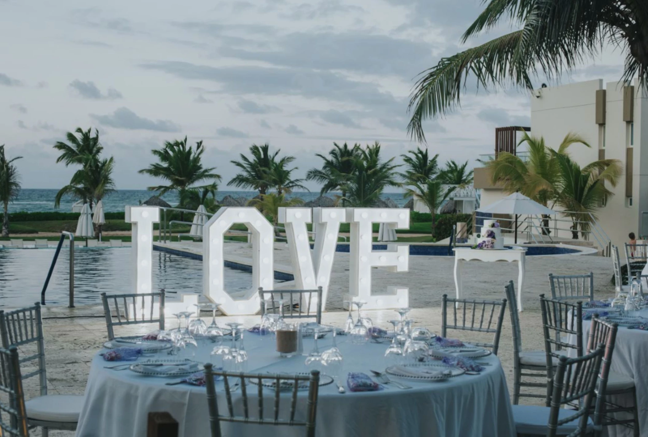 Dreams Onyx Pool Area venue decked up for a reception