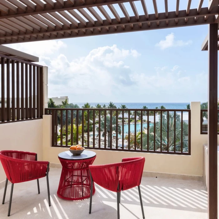 balcony of suite with private jacuzzi at Dreams Puerto Morelos Resort & Spa