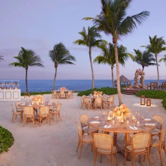 banquet setup on the papaya sand area venue at Dreams Puerto Morelos Resort & Spa