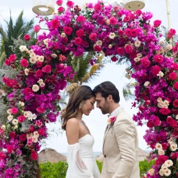 bride and groom at Dreams Puerto Morelos Resort & Spa