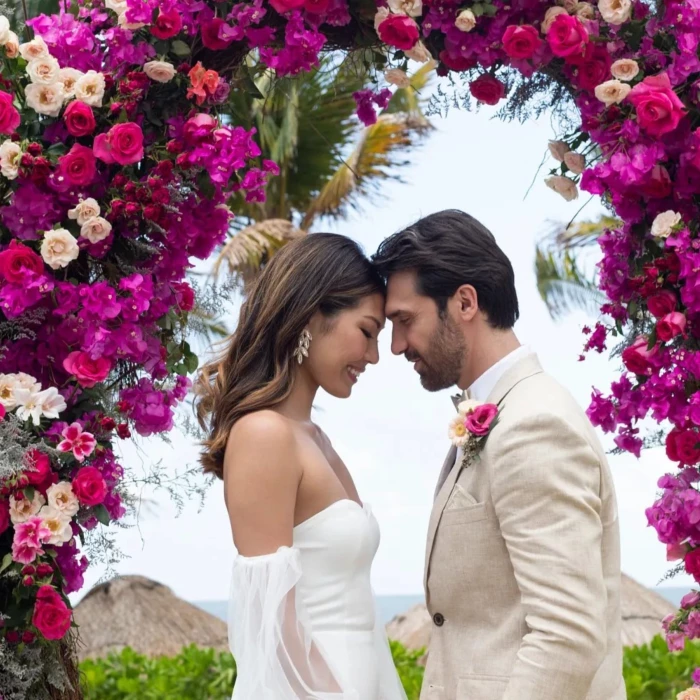 bride and groom at Dreams Puerto Morelos Resort & Spa