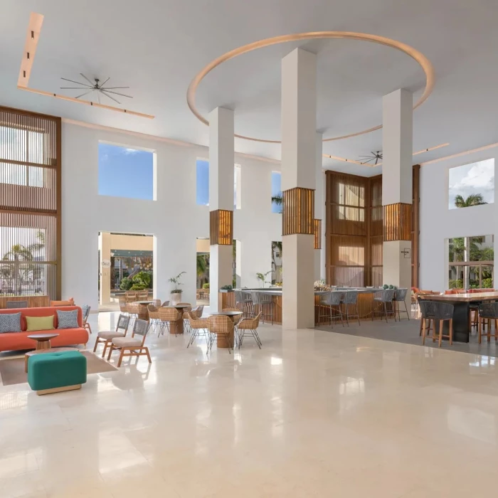 lobby lounge at Dreams Puerto Morelos Resort & Spa
