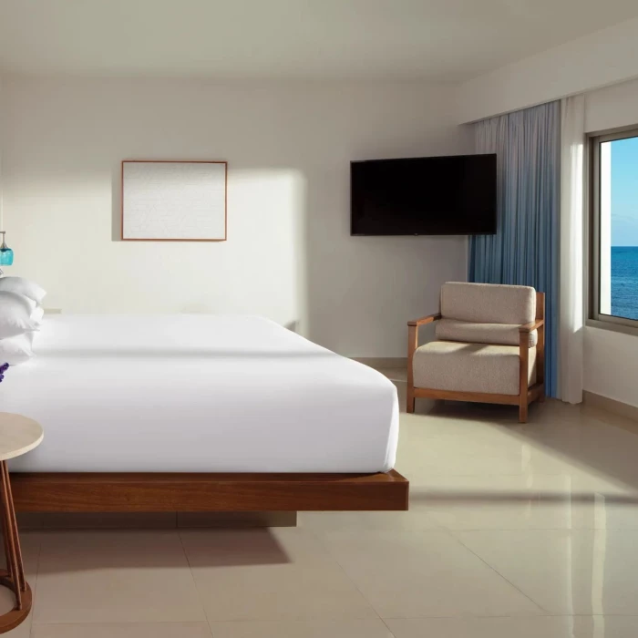 master suite bedroom of ocean view suite at Dreams Puerto Morelos Resort & Spa