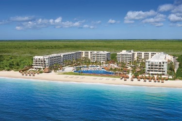 Dreams Riviera Cancun resort arial with beach