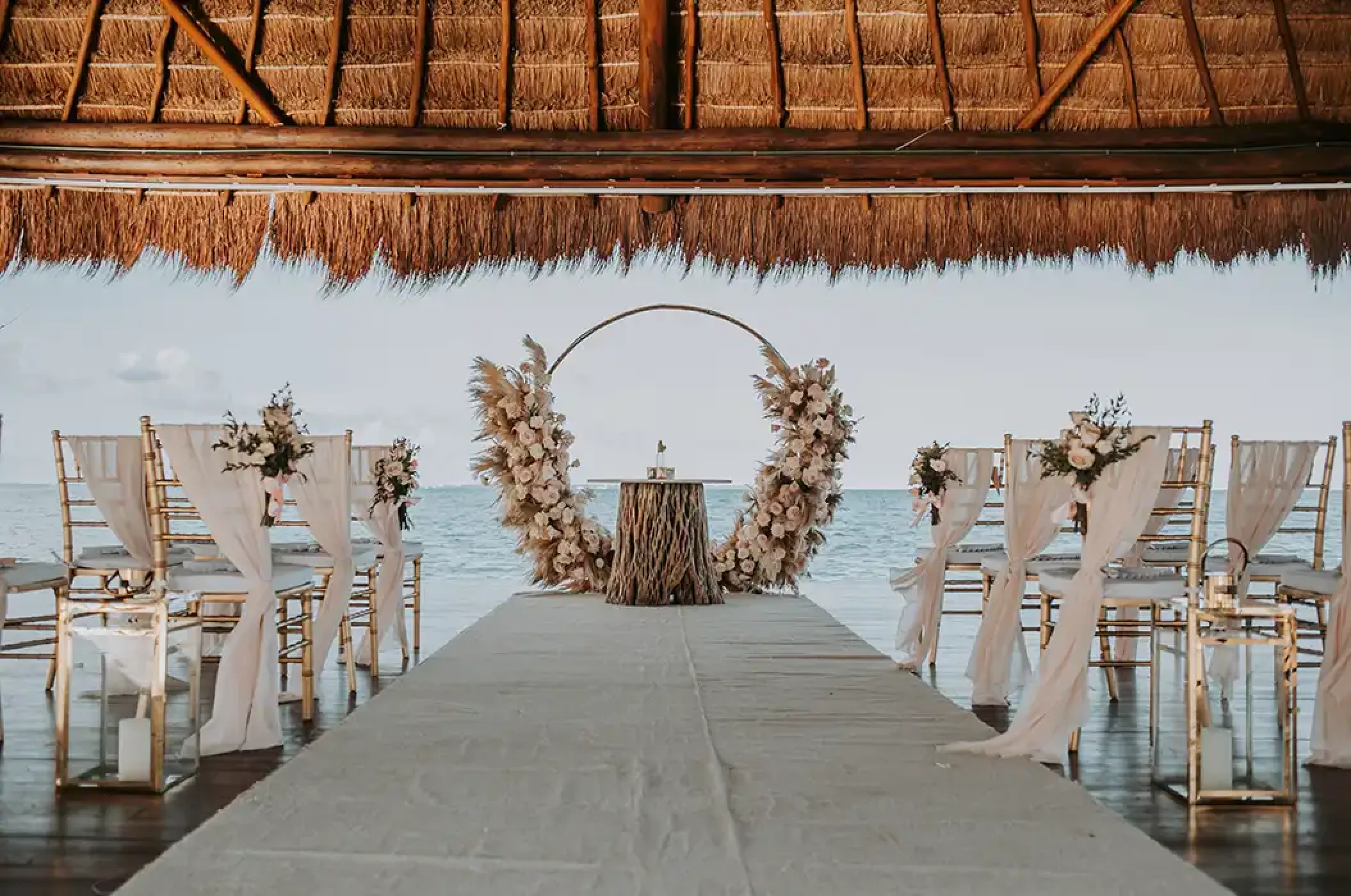 Dinner reception in Ocean Deck Palapa at Dreams Vista Cancun Golf and Spa