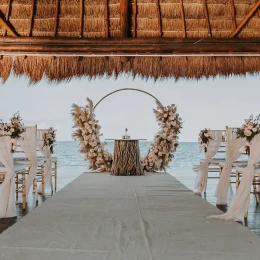 Dinner reception in Ocean Deck Palapa at Dreams Vista Cancun Golf and Spa