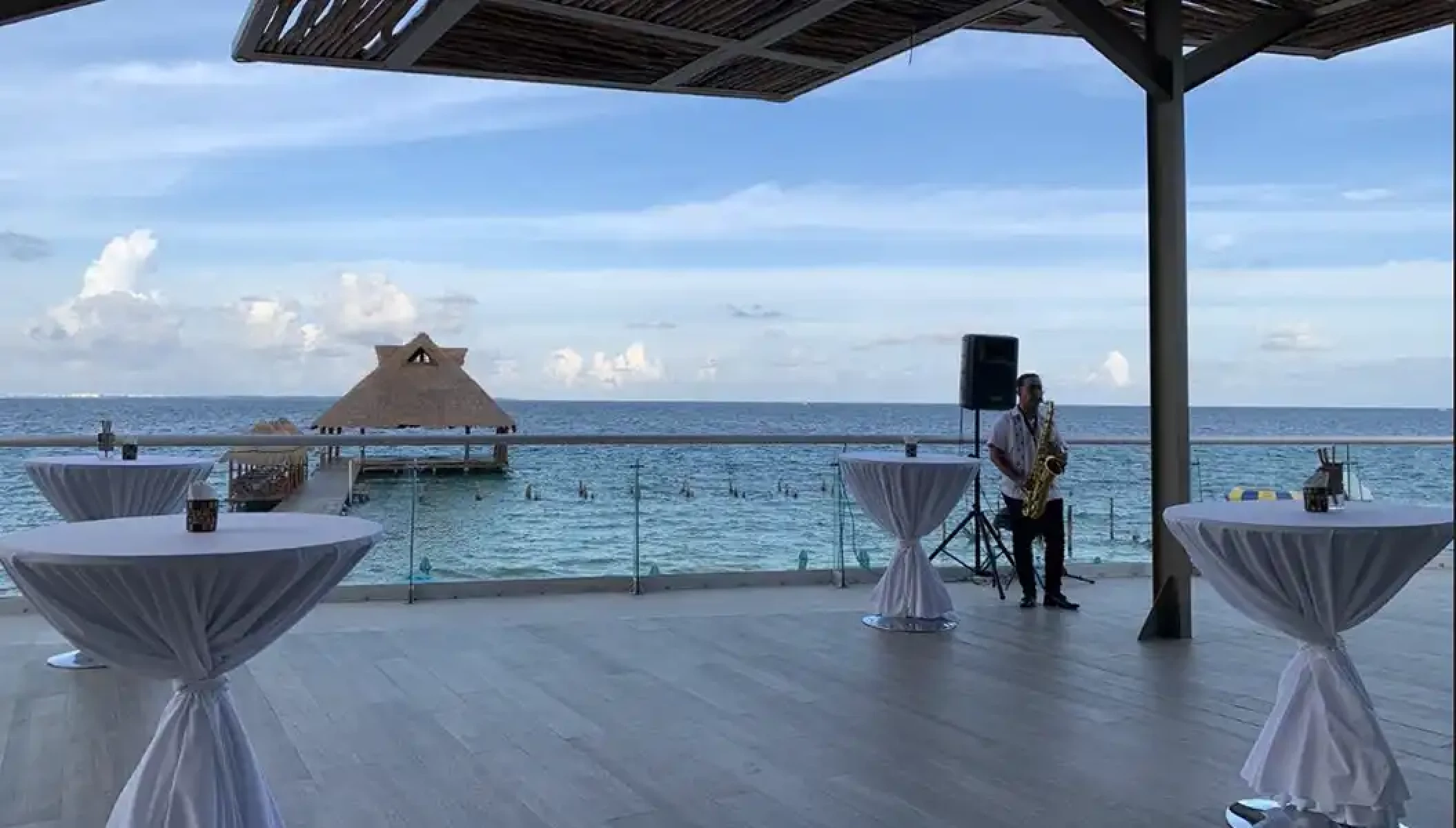 Cocktail party in Ocean View terrace at Dreams Vista Cancun Golf and Spa