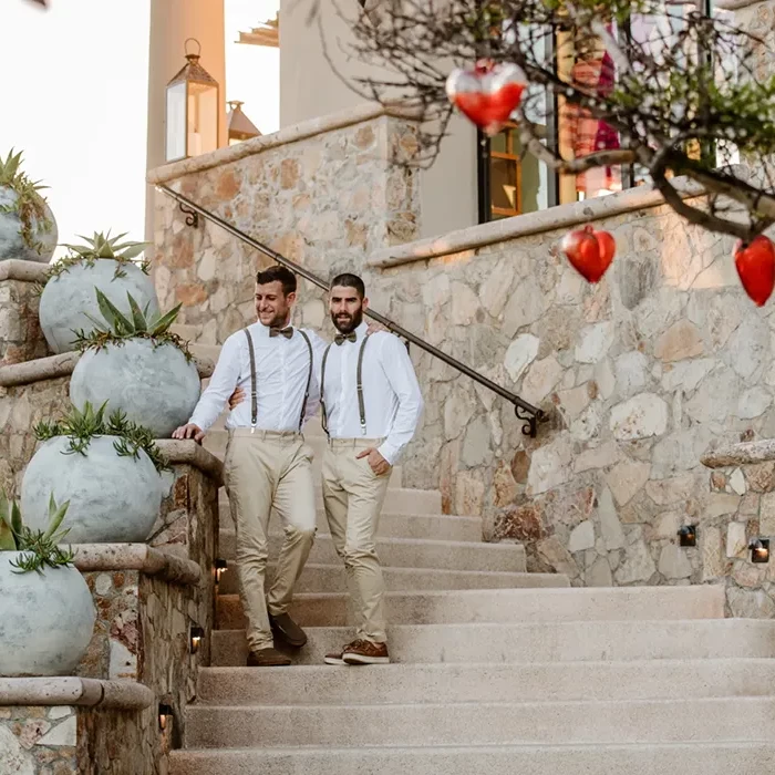 Couple on the stairs at Esperanza Cabo San Lucas