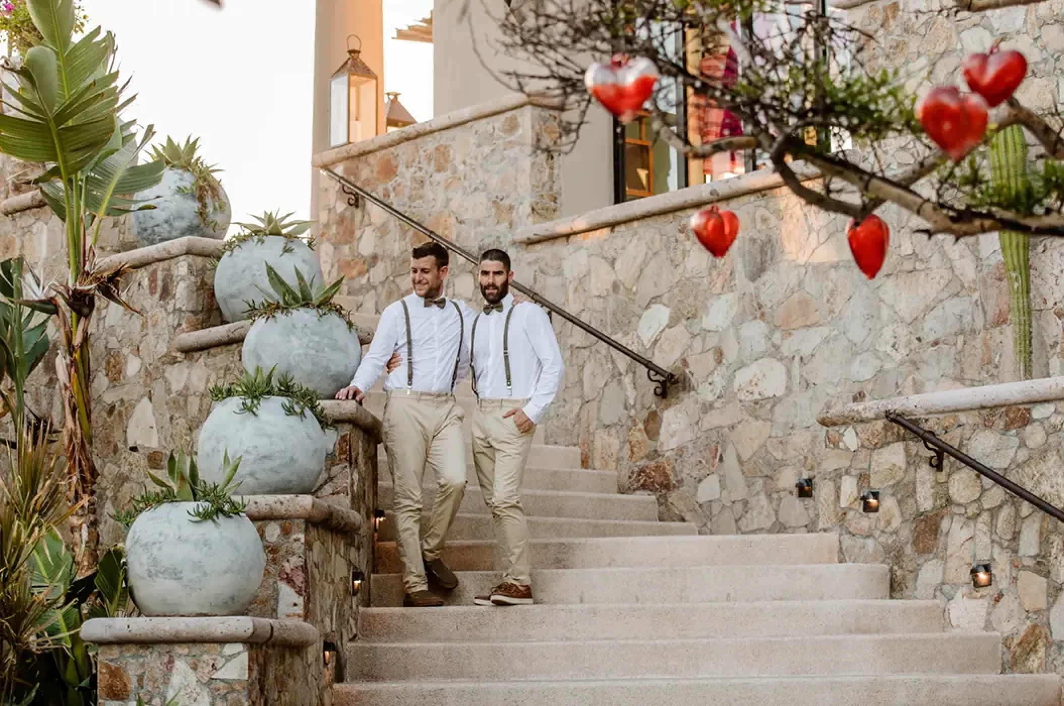 Couple on the stairs at Esperanza Cabo San Lucas