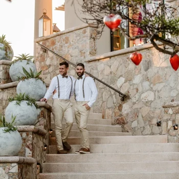 Couple on the stairs at Esperanza Cabo San Lucas
