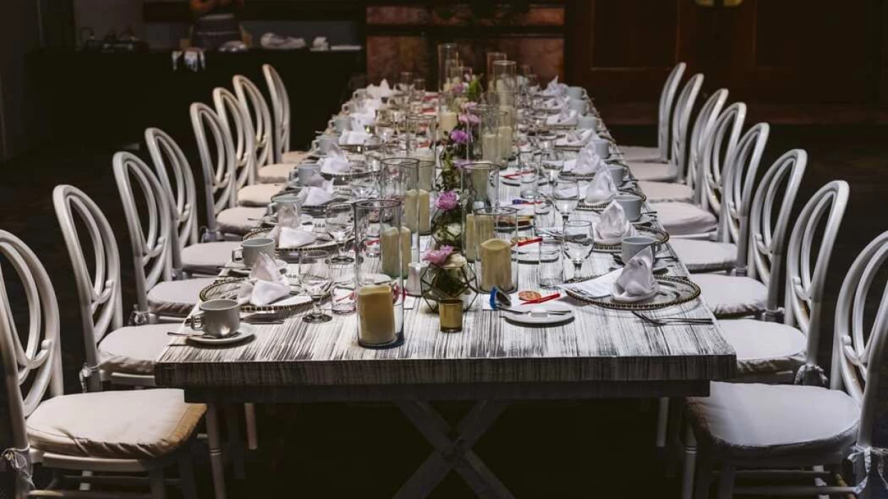 dinner table setup in ballroom at Fiesta Americana Condesa Cancun