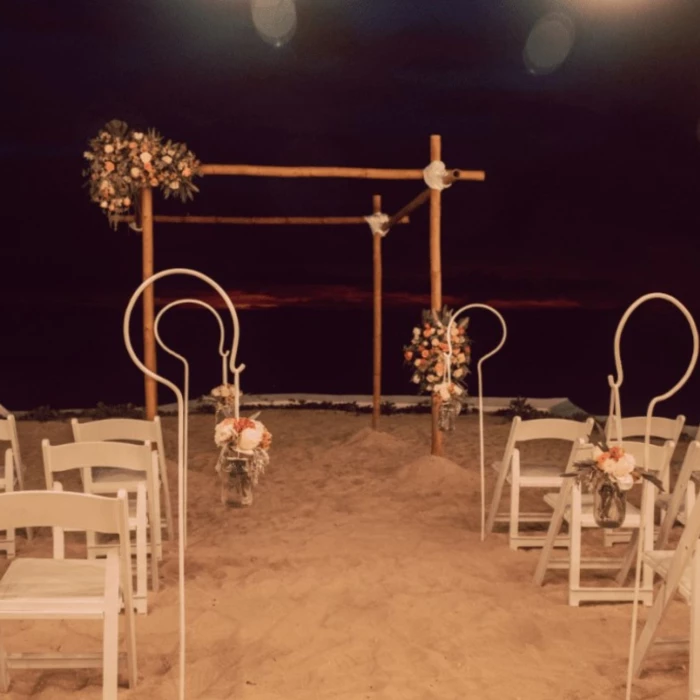 beach ceremony in the evening at Fiesta Americana Cozumel