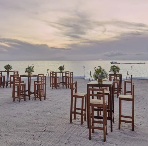 beach club reception setup at Fiesta Americana Cozumel