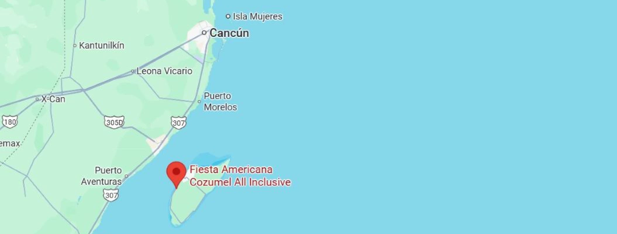 map showing location of Fiesta Americana Cozumel in Mexico