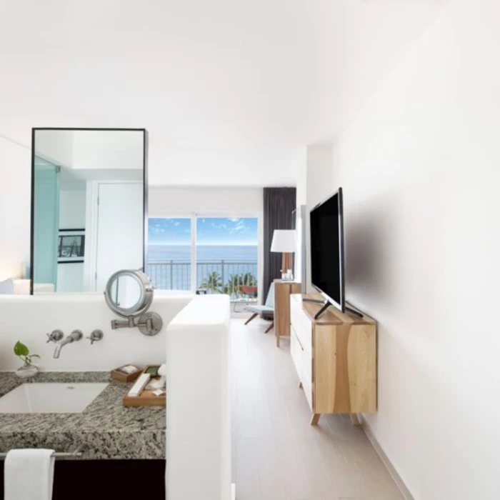 vanity bathroom area inside suite at Fiesta Americana Cozumel