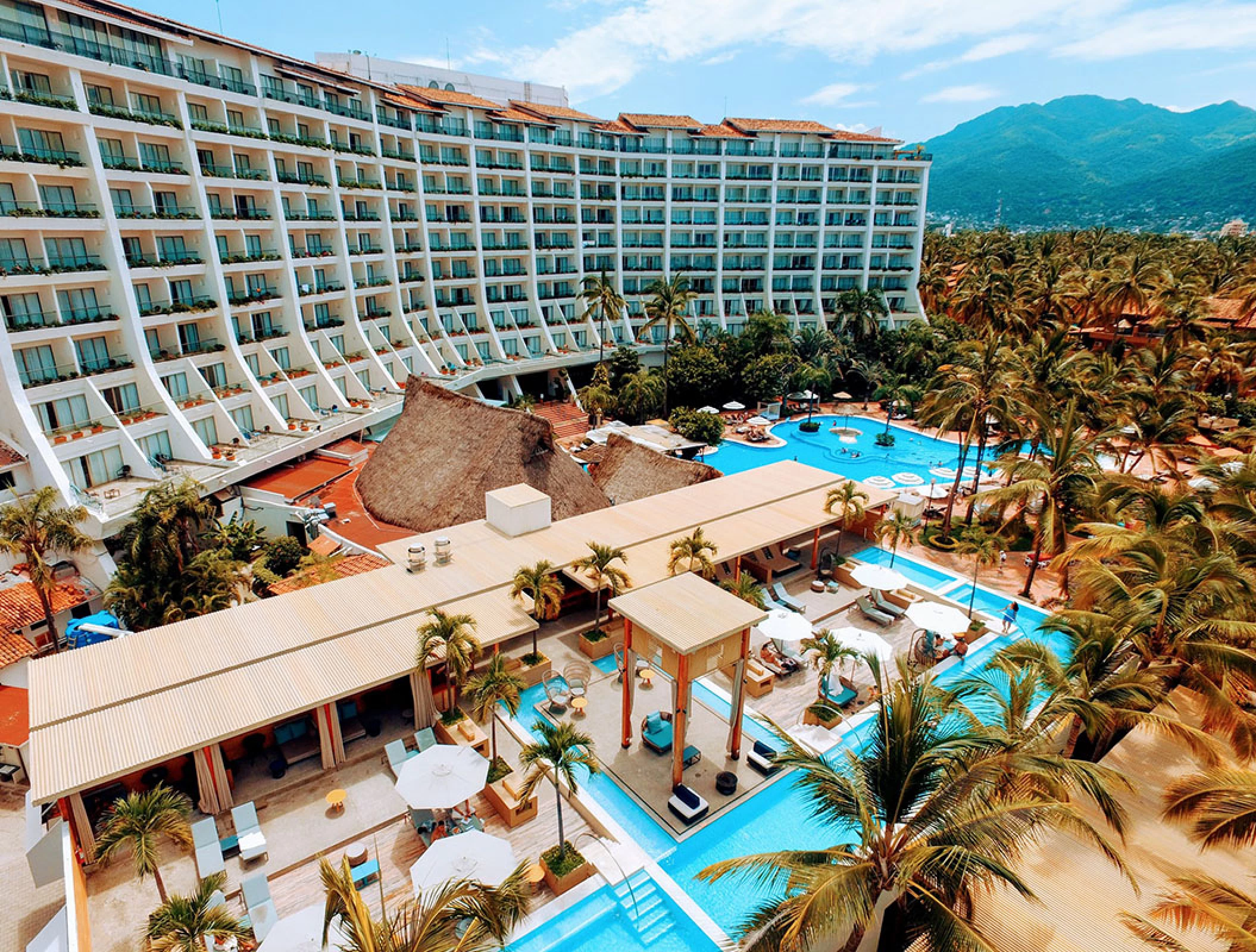 Fiesta Americana Main Building and pool overview.