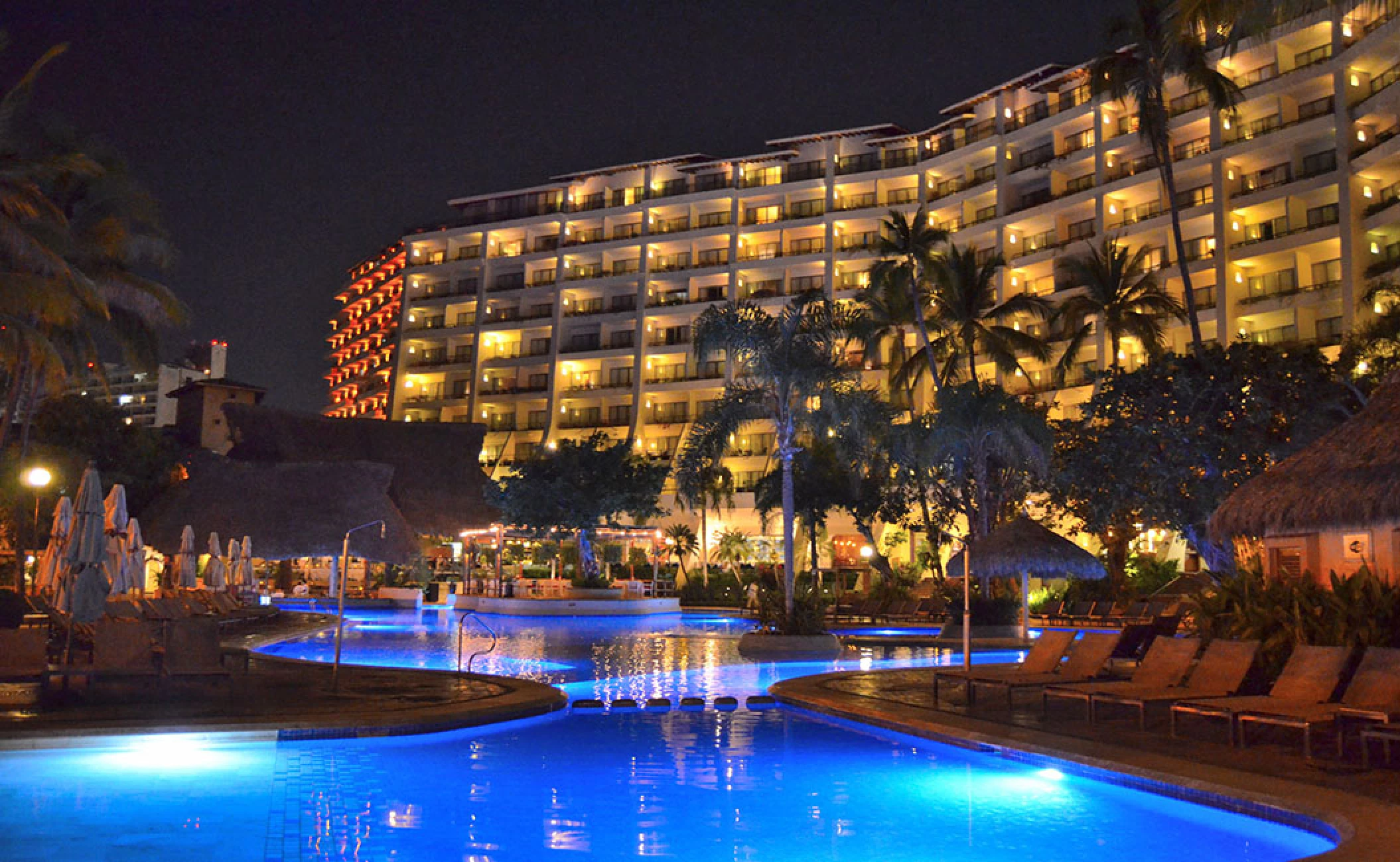 Fiesta Americana Vallarta pool nightshot.