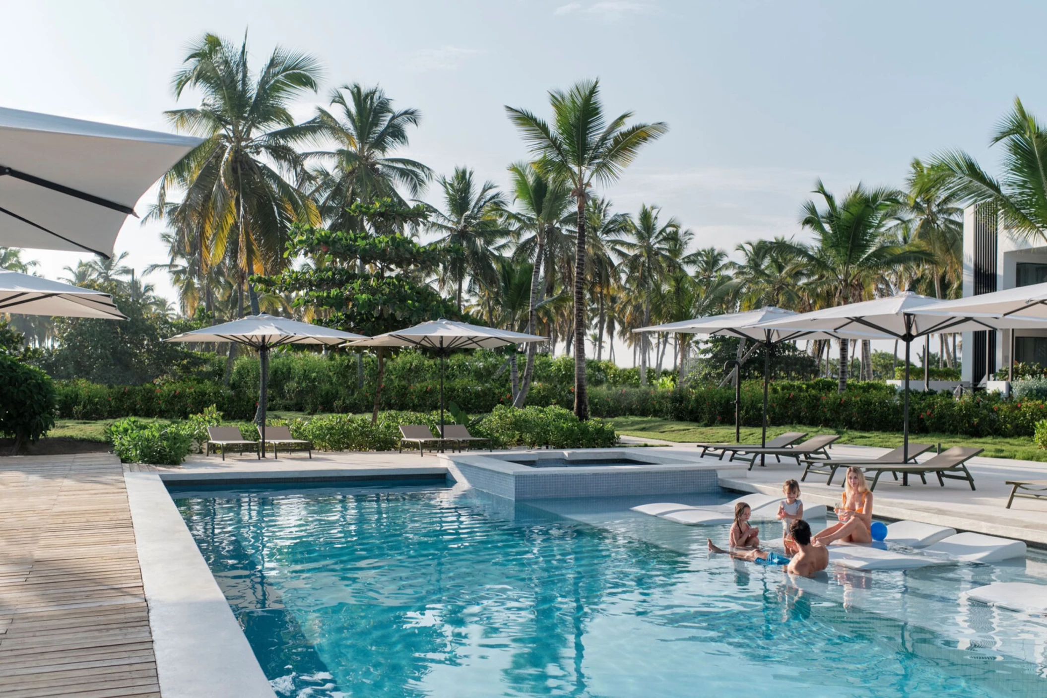 Family time in the pool at Finest Punta Cana