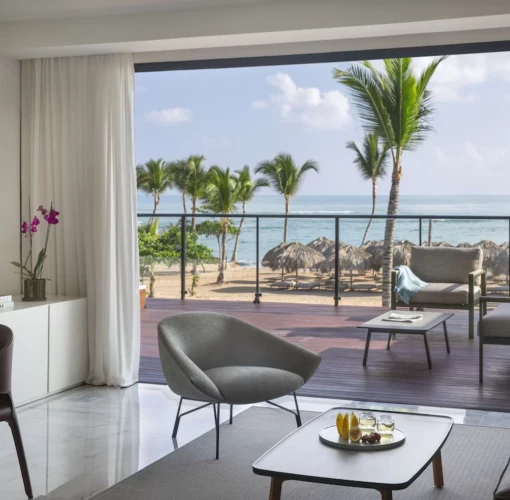 living room of oceanview suite at Finest Punta Cana