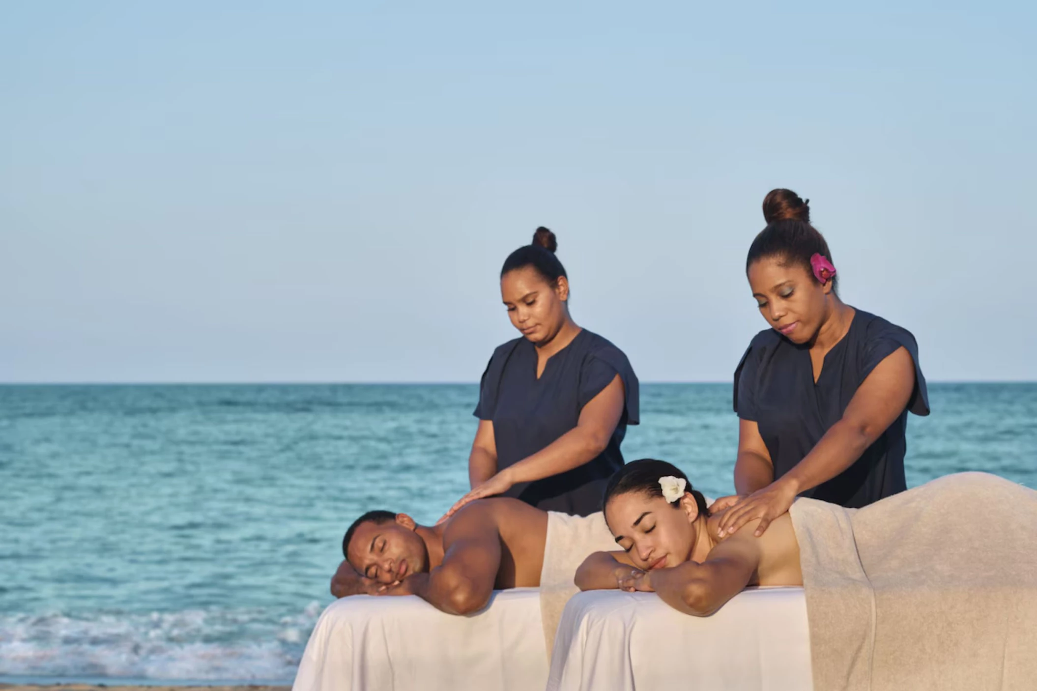outdoor couples massage at Finest Punta Cana