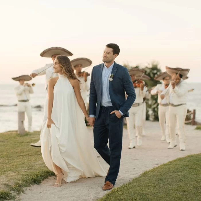 bride groom and mariachi band at four seasons resort punta mita