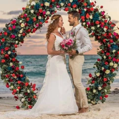 bride and groom on the beach venue at grand fiesta americana coral beach cancun