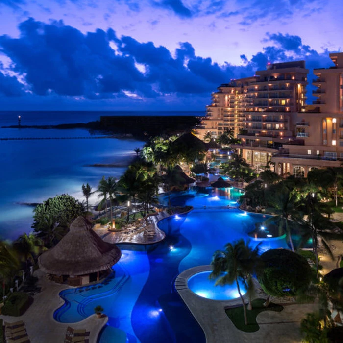 Grand Fiesta Americana Coral Beach Cancun resort at night
