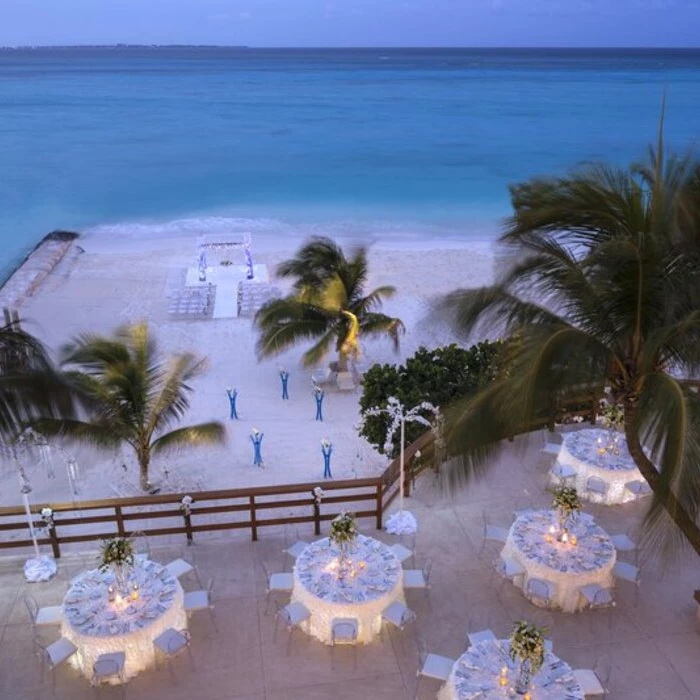 terrace and beach wedding venues at Grand Fiesta Americana Coral Beach Cancun