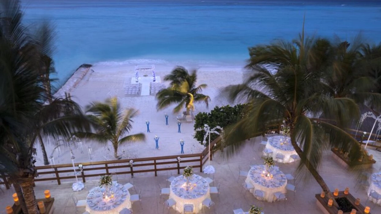 terrace and beach wedding venues at Grand Fiesta Americana Coral Beach Cancun