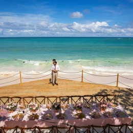 two grooms at the la uva venue at Grand Palladium Punta Cana