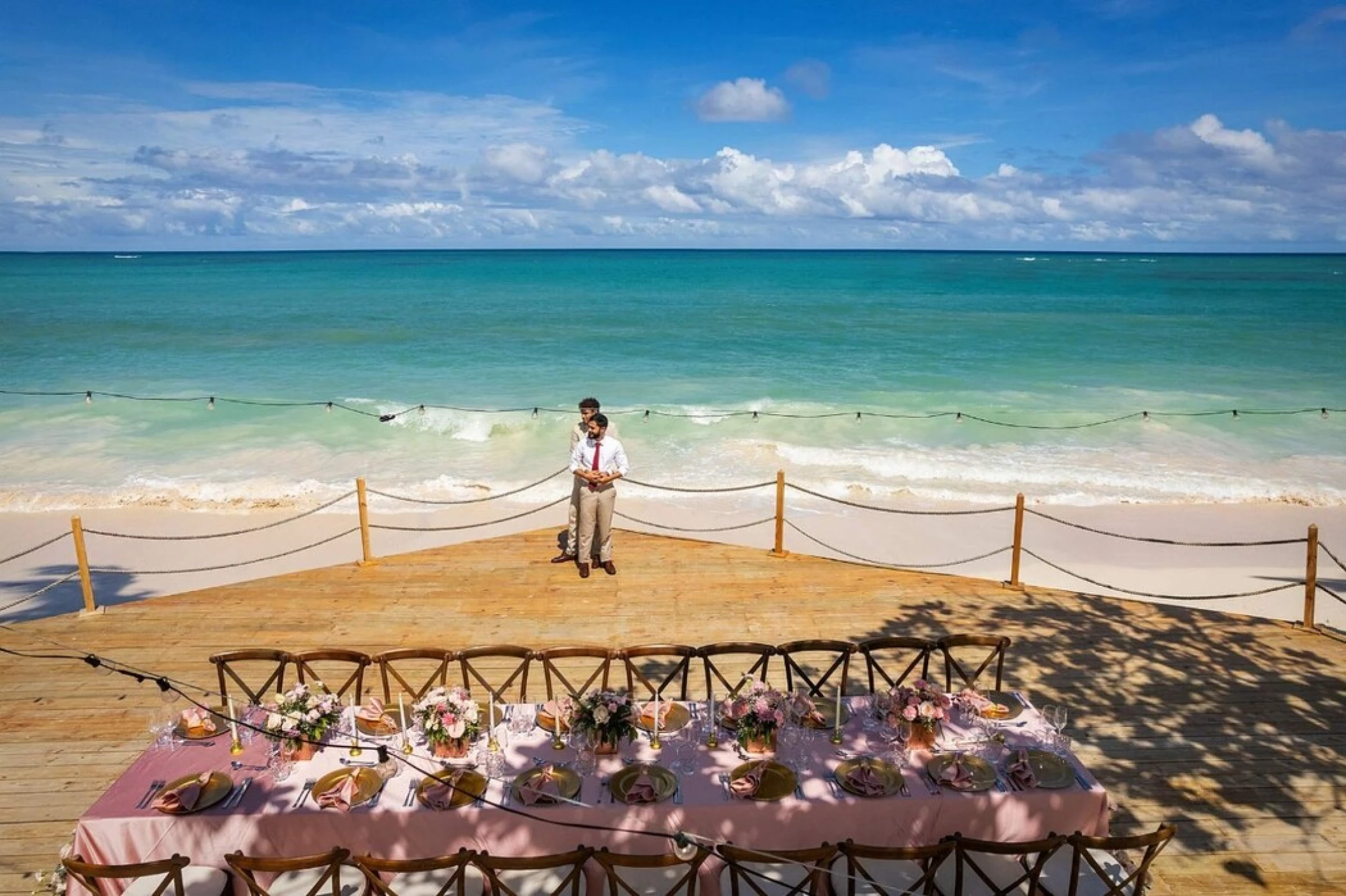 two grooms at the la uva venue at Grand Palladium Punta Cana