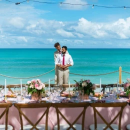 two grooms at the la uva venue at Grand Palladium Punta Cana