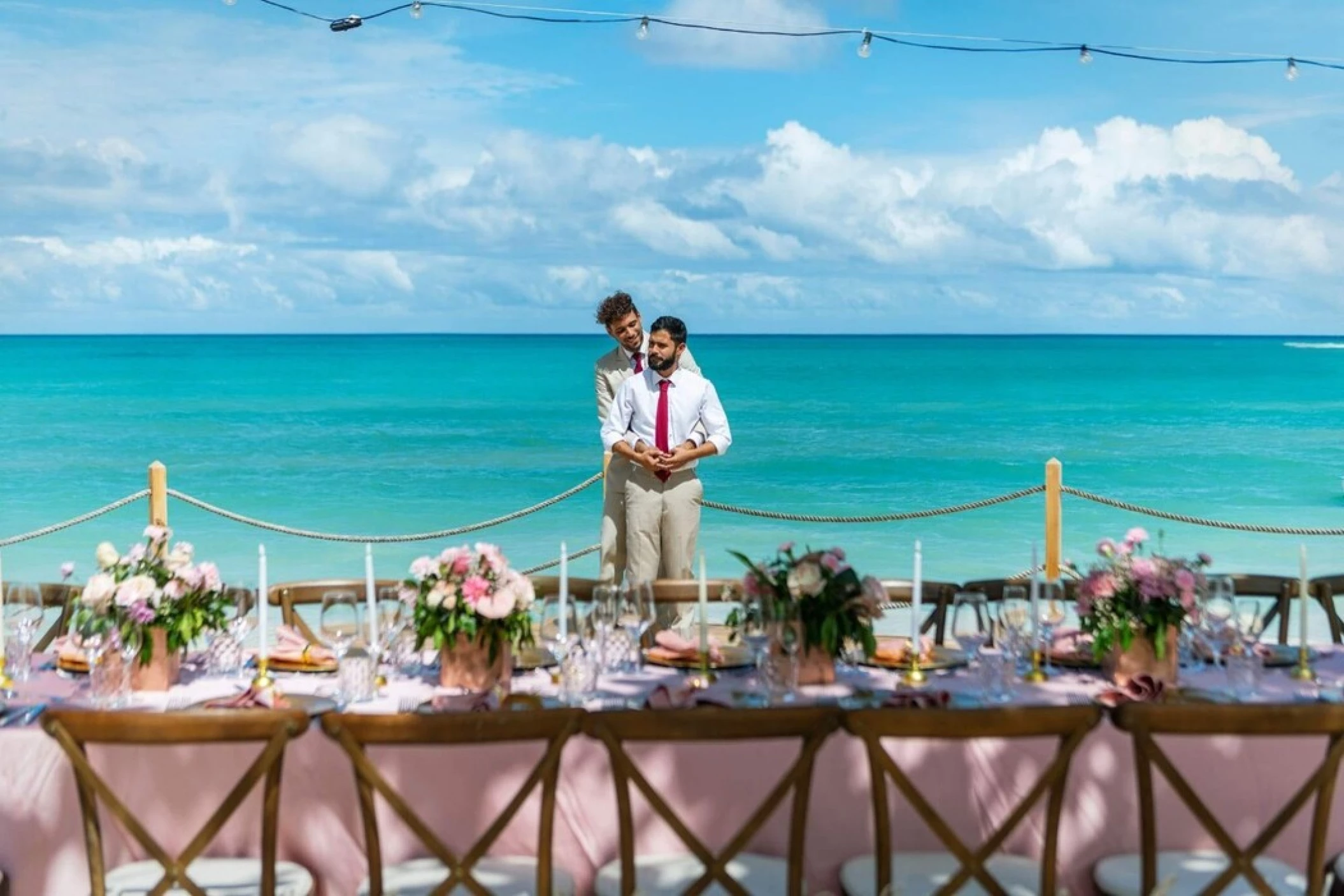 two grooms at the la uva venue at Grand Palladium Punta Cana