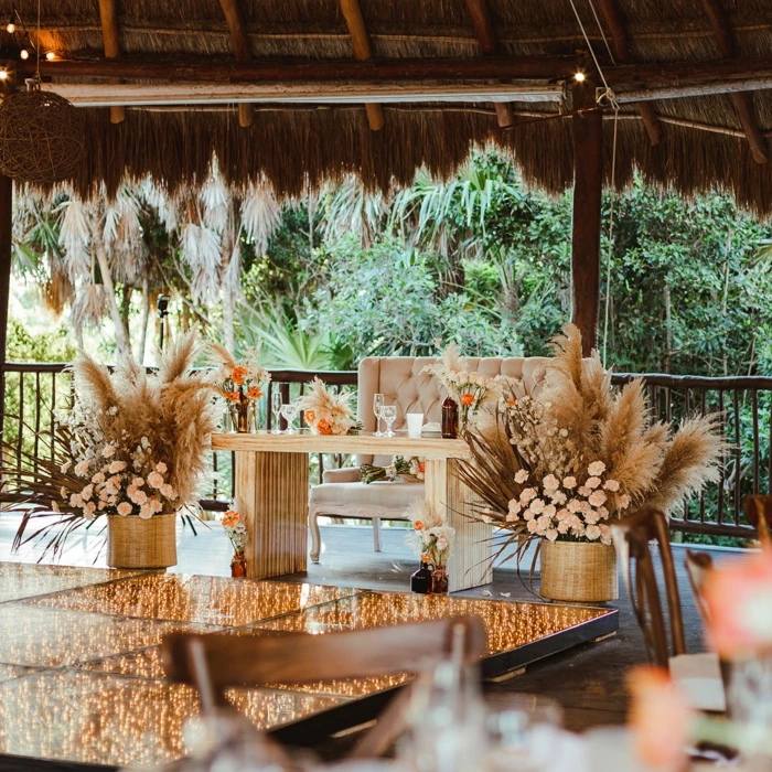 palapa reception with dance floor at Grand Sirenis Riviera Maya