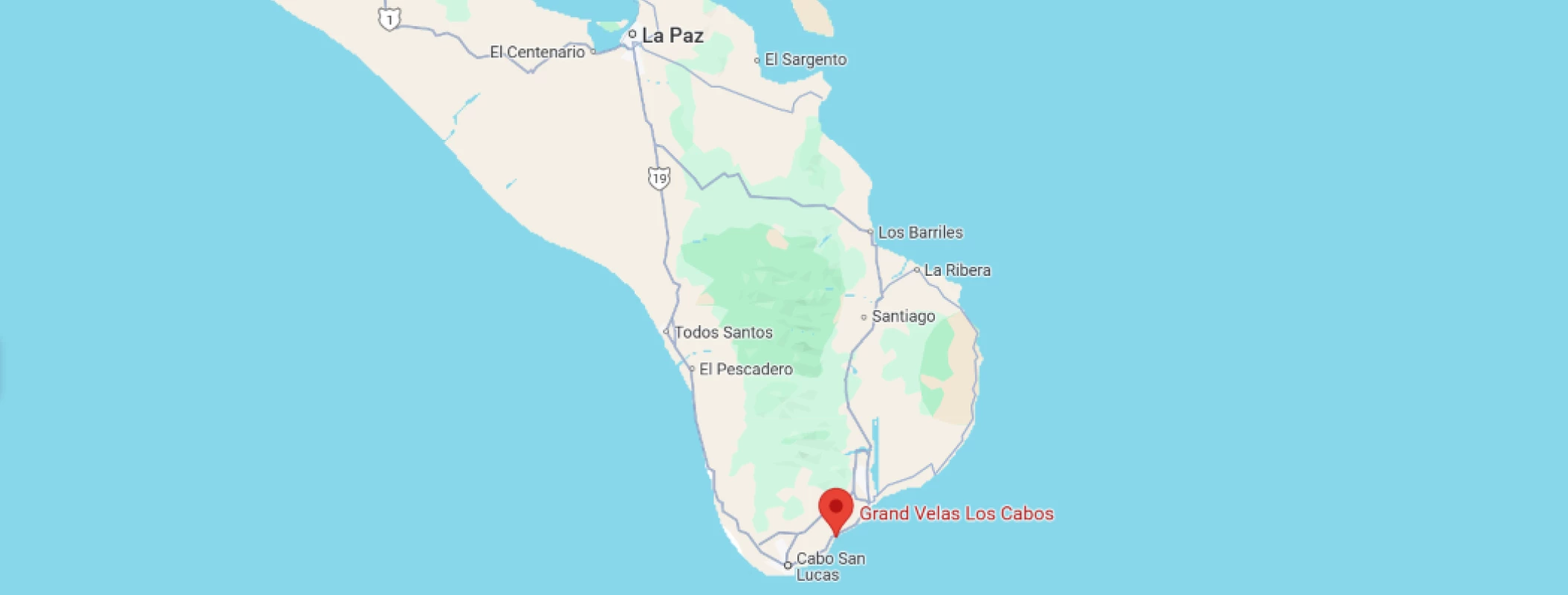 map showing location of Grand Velas Los Cabos in Mexico