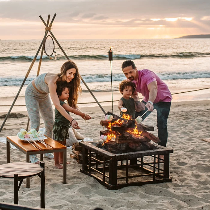 Family bonfire at Grand Velas Riviera Nayarit Resort.