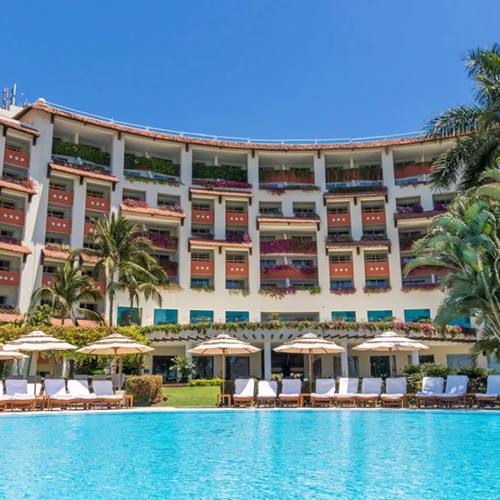 Pool and Buildings at Grand Velas Riviera Nayarit Resort.