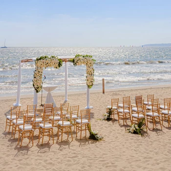 Beach wedding setup at Grand Velas Riviera Nayarit.